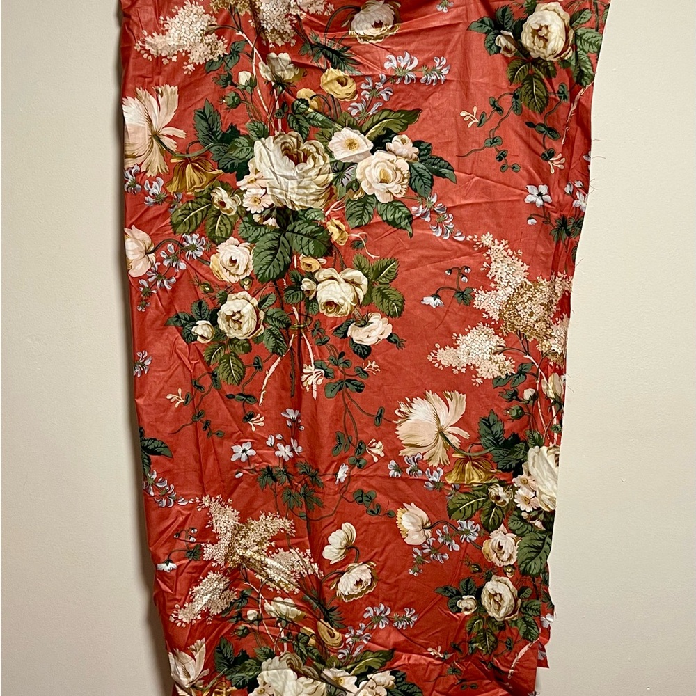 VTG Floral Designer Brunschwig & Fils Fabric in Coral Pink and Green 12 yards - Picture 9 of 14